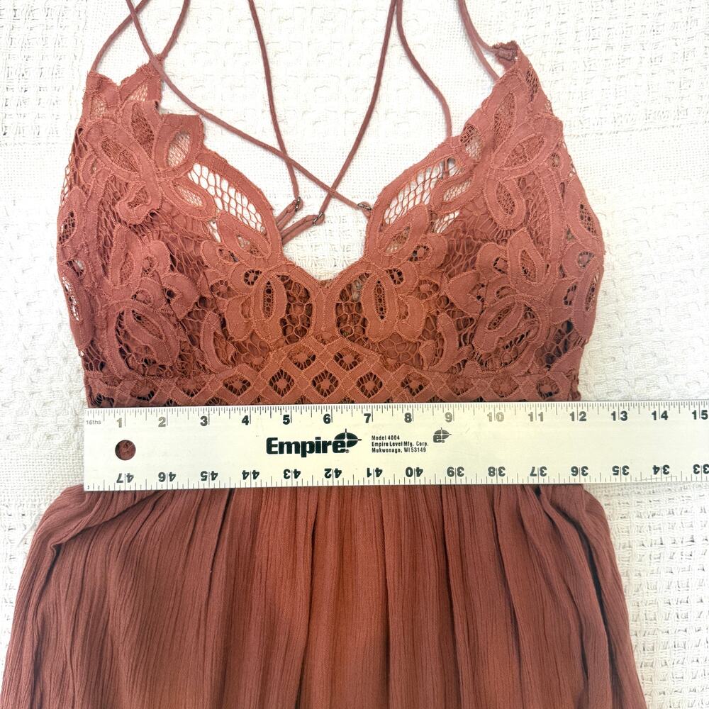 Free People One medium Adella crochet lace maxi slip dress D2 3101 - Picture 7 of 10